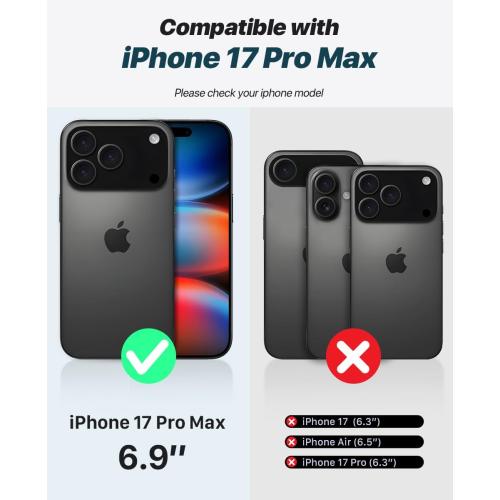 OCASE for iPhone 17 Pro Max Detachable Wallet Case, Black
