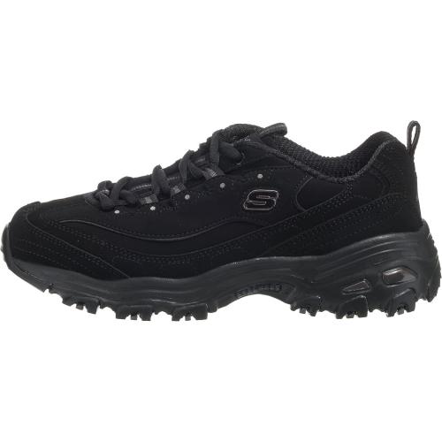 Size 6 color Black Skechers Women's D'Lites-Play on Fashion Sneaker