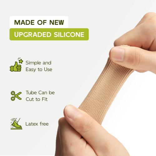 Bukihome 8 PCS Toe Protectors, Silicone Toe Caps Closed Toe Surface Fabric Sleeve Protectors, Prevent Pain Relief for Corns, Blisters and Ingrown Toenails (2PCS Large Size  6PCS Medium Size)[Upgrade]
