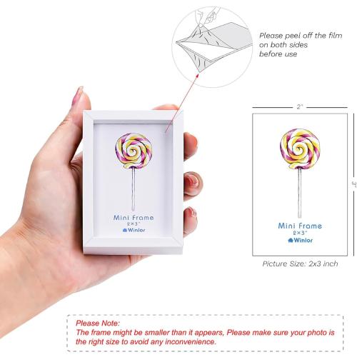 Small Picture Frames, Mini Size Baby Photo Frame, 2x3'', Set of 6, For Tabletop Home Decor, Polaroid Picture Frame with Soft Magnet, Cute Refrigerator Magnets, White