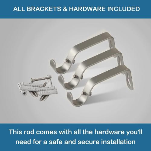 H.VERSAILTEX Window Curtain Rods for Windows 66 to 120 Inches Adjustable Decorative 3/4 Inch Diameter Single Window Curtain Rod Set with Classic Finials, Nickel