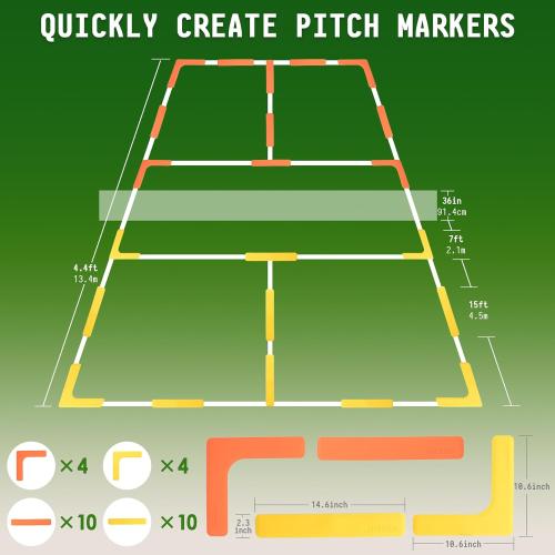 Hikeen Court Lines Marker Kit Anti-Slip and Wind-Resistant Throw Down Markers 28pcsr 84pcs, Pickleball Net Court for Outdoor Indoor Court