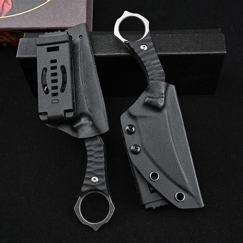 Gtk152 Fixed Blade Knife, D2 Steel Blade G10 Handle EDC Tool Knives with Kydex Sheath, Cool Strong Sharp Fixed Knife for Outdoor Camping Hunting(Silver)