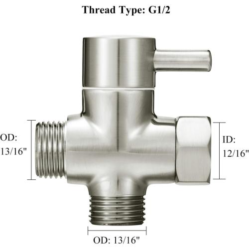 Sneatup Solid Brass 3-way G1/2 Shower Diverter (Brushed Nickel)