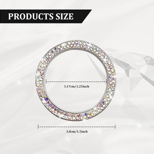 Car Bling Crystal Rhinestone Engine Start Decoration Ring, Sparkling Push Start Button Sticker, Key Ignition & Knob Ring Decoration, Bling Car Interior Accessories for Women (AB)