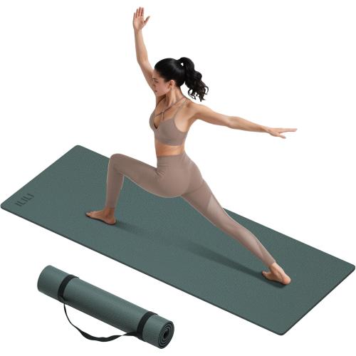 ILILI Yoga Mat 10mm Extra Thick and 193cm Extra Long, 76x28×0.4 Inch, Double Color Non-Slip TPE Material, Easy Carrying with Strap, Ideal for Yoga, Pilates, Floor Exercise, Home and Outdoor Use, Eco Friendly