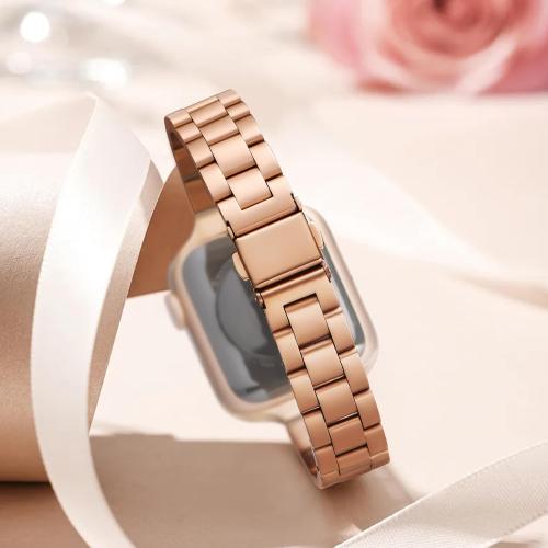 Thin Band Compatible with Apple Watch 40mm 38mm 41mm 42mm 44mm 45mm 49mm, Premium Stainless Steel Metal Replacement Adjustable Wristband Strap for iWatch Ultra SE Series 9/8/7/6/5/4/3/2/1 Women