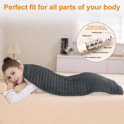 Deepsoon Heating Pad,Electric Heating Pads for Back,Gifts for Men Women | Dark Gray,40x20 Inch,Heating Pad for Abdomen Shoulder Knee,Dry/Moist Heat&Auto Shut Off,Heat Pads for Christmas Birthday Day