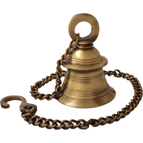 eSplanade - Brass Hanging Bell with Chain | Brass Hanging Bell Ghanti | Home Decor | Door Decor | Pooja Accessories