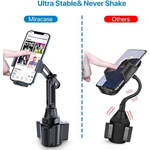 Miracase [2025 Latest Upgraded] Universal Cup Phone Holder for Car, [Rotatable & Adjustable] Long Neck Car Cup Holder Phone Mount Compatible with iPhone, Samsung, Google & More Smartphones