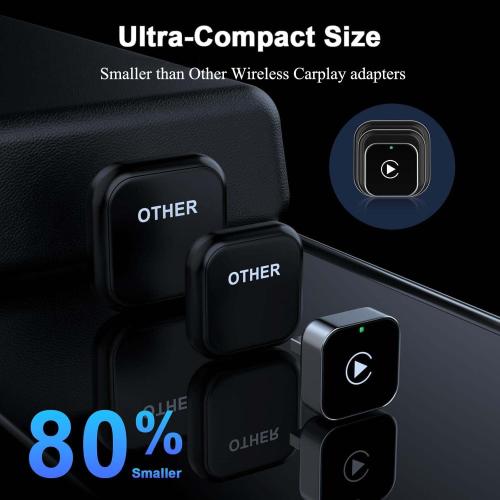 2026 Upgraded Wireless CarPlay Adapter for iPhone＆Android, Mini Wired to Wireless Adapter for CarPlay ＆Android Auto, Plug and Play, Stable Connection & No Latency