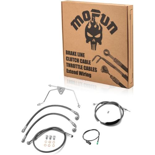 Mofun Cable Kit Fit for Harley Touring 2008-2013, For 10-12 Handlebar | Include Clutch Cable, Non-ABS Brake Line, Throttle by Wire Extension, Fit for Street Road Electra Glide Road King Black