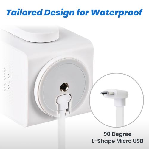 10FT Power Extension Cable Compatible with Wyze Cam Pan v3 Otudoor Security Camera, Micro USB Cord 90 Degree Charger Adapter L-Shaped Long Flat Waterproof Charging Cord-White