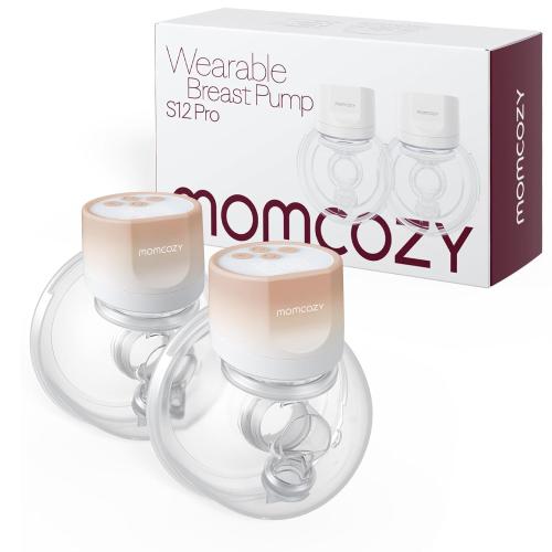 Momcozy Hands-Free Breast Pump S12 Pro, Wearable & Portable Pump with Soft DoubleFit Flange, 3 Modes | 9 Levels Double Electric Pump, Smart Display, 24mm, 2 Pack, Cozy
