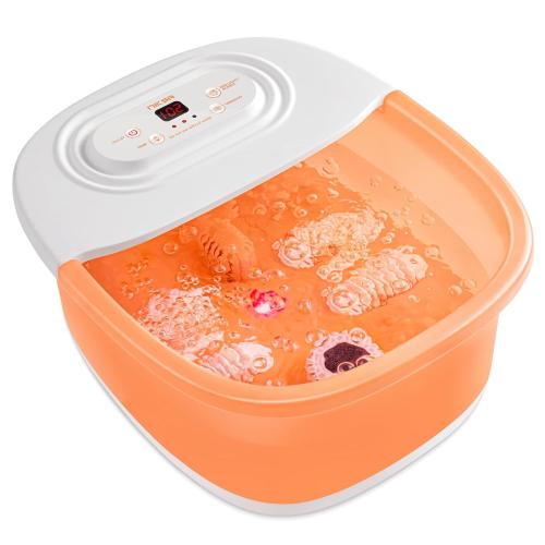Foot Spa Bath Massager with Heat, Bubbles, Vibration and Red Light, 4 Massage Roller Pedicure Foot Spa Tub for Feet Stress Relief, Foot Soaker with Mini Acupressure Massage Points Temperature Control