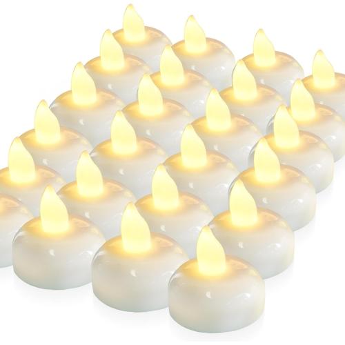 Homemory 200 Hours 35 Pack Flameless Floating Candles, Warm White Led Flickering Tealight Candles in Bulk, Decor for Wedding, Party, Centerpiece, Pool, Christmas