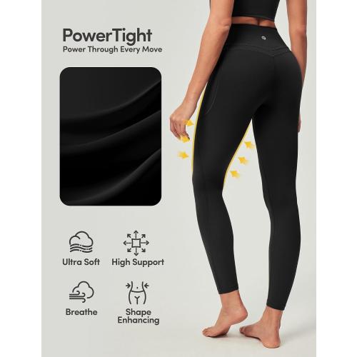 Black Large IUGA Compression Leggings with Pockets for Women Tummy Control Leggings No Front Seam Workout High Waist Yoga Pants