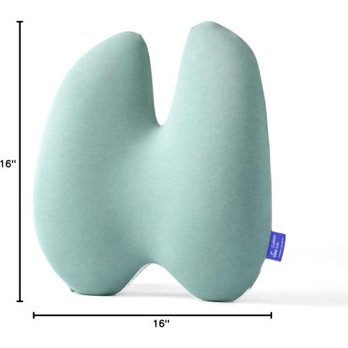 C CUSHION LAB Extra Dense Lumbar Pillow - Patented Ergonomic Multi-Region Firm Back Support for Lower Back Pain Relief - Lumbar Support Cushion with Strap for Office Chair, Car, Sofa - Wellness Green