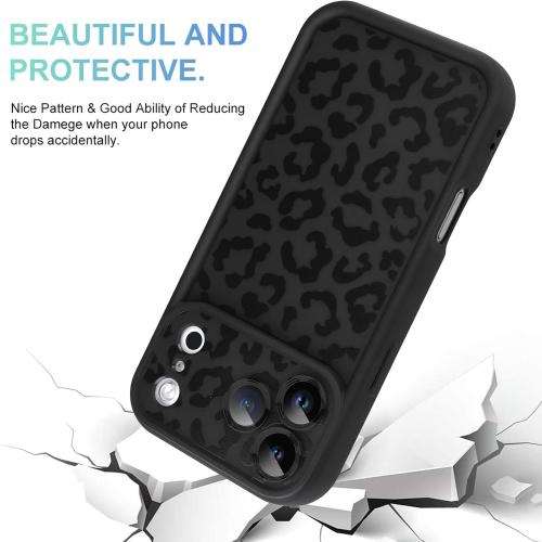 Compatible with iPhone 17 Pro Case, Cheetah Print Shockproof Soft TPU Protective Cover for Women Girls, Slim Anti Scratch Leopard Case for iPhone 17 Pro 6.3 Inch, Black