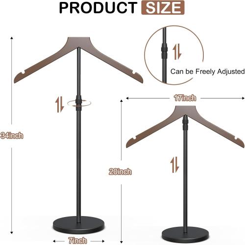 OLV Shirt Display Stand, 18-34 Inch Adjustable Mannequin Stand for Vendors, Mannequin Torso Valet Stand for Shop, Dress Form Steamer Stand for Clothes, Jacket Coat Hanger Stand, Brown