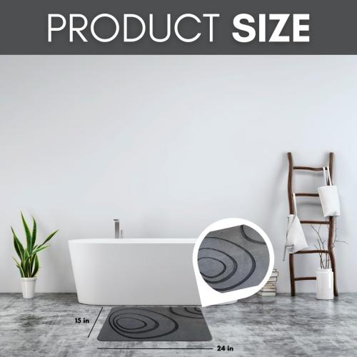 Premium Stone Bath Mat, Modern Diatomaceous Earth Shower mat, Diatomite Non-Slip Super Absorbent Bathroom Floor mat, Luxurious Quick-Drying Shower mat, Easy to Clean, Dark Gray, 15x24 Large.