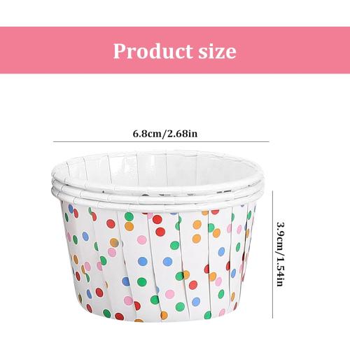 Cake Cups Disposables Paper Baking Cupcake Cases Dessert Cups Rainbow Polka Dot Ice Cream Bowls 100PCS cake