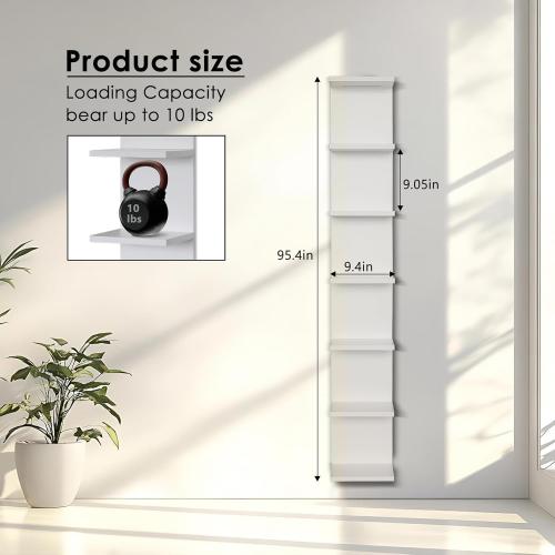 7 Tier Wall Shelves with RGB Light, Lack Wall Shelf Unit, Vertical Shelf with Remonte Control,White Shelves
