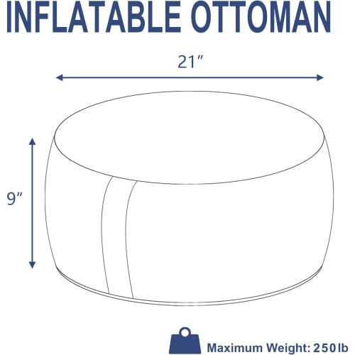 Patio Inflatable Ottoman, 21x9 Inch Portable Stool Ottoman with Handle, Outdoor Round Footrest Stool for Garden Camping, Islamorada Blue Green
