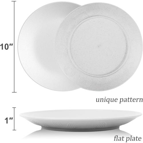 White Wrova Wheat Straw Dinner Plates 10 Inch Unbreakable Set of 8 - Dishwasher & Microwave Safe Plastic Plates Reusable - Lightweight Plates for kitchen,camping,picnic,R.V. - White