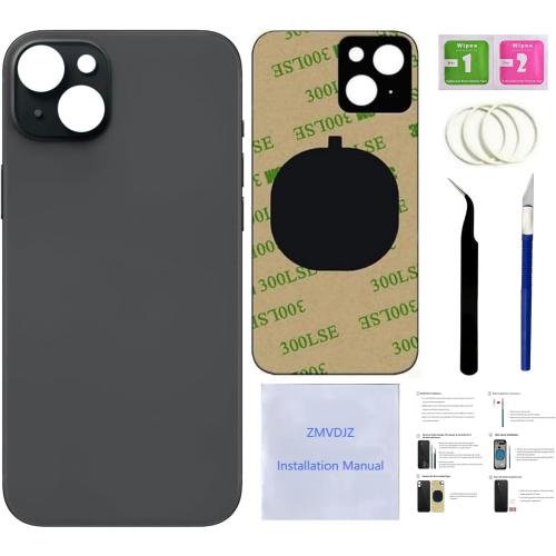15 Back Glass Replacement for iPhone 15 Back Cover Glass (Black, 6.1 Inches) with Pre-Installed Tape  Installation Instruction   Repair Tools (Black)