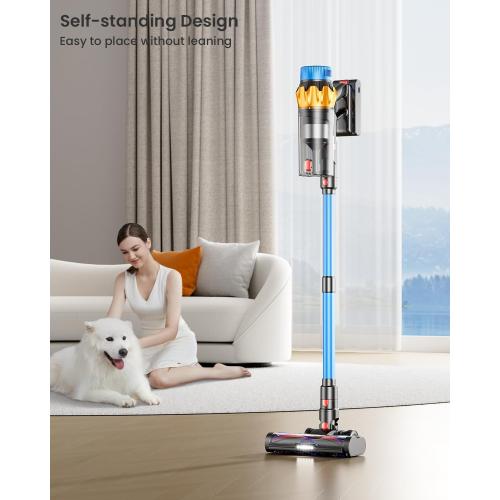 Cordless Vacuum Cleaner, 650W 55KPA 70Mins Vacuum Cleaners for Home, Self-Standing Cordless Stick Vacuum with Anti-Tangle, Lightweight Wireless Vacuum for Hardwood Floor/Carpet/Pet Hair