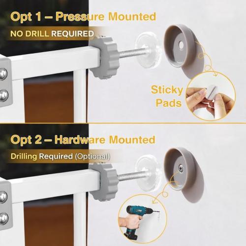 InnoTruth 29.5–40.75 Baby Gate for Stairs, 30 Tall Dog Gates for Doorways & Hallways, Safety Gate for Kids & Pets, Pressure-Mounted Walk-Through with Dual Lock & 2-Way Swing, White