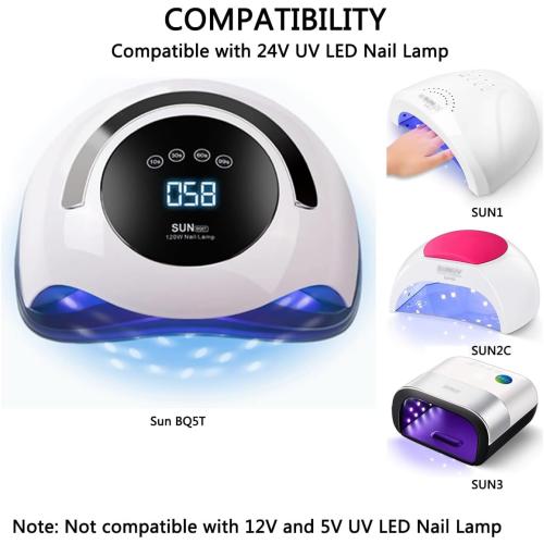 24V AC DC Power Adapter Charger Compatible with Sun BQ5T 120W UV LED Nail Lamp Nail Dryer Replacment Power Supply Adapter