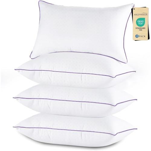 Bed Pillows Set of 4, Washable Supportive Bed Pillows with Super Soft Down Alternative Fill, Luxury Fluffy Hotel Quality for Side, Back, and Stomach Sleepers