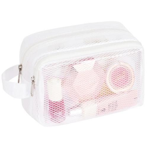 Vorspack Small Travel Toiletry Bag - Translucent Toiletry Bag for Women Hanging Toiletries Bag for Men Water Resistant Travel Bag for Toiletries Accessories - White
