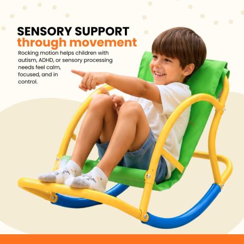 Calming Sensory Rocking Chair for Kids – Balance Seat for Focus, Relaxation & Play | Indoor Outdoor Therapy Chair for Autism, ADHD & Active Kids