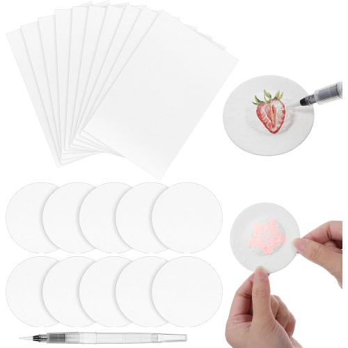 20 Pcs Foam Texture Paper 3D Drawing Canvas Sponge Paper Puffy Texture Blank Painting Papers with 1 Pcs Watercolor Brush Pen for Acrylics Painting Arts DIY Crafts(Circle2.6''x2.6'', Square4.3''x2.8'')
