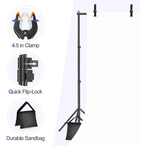 EMART Backdrop Stand 10x7ft(WxH) Photo Studio Adjustable Background Stand Support kit with 2 Crossbars, 8 Clamps, 2 Sandbags and Carry Bag for Parties, Events Decoration, Wedding, Photography