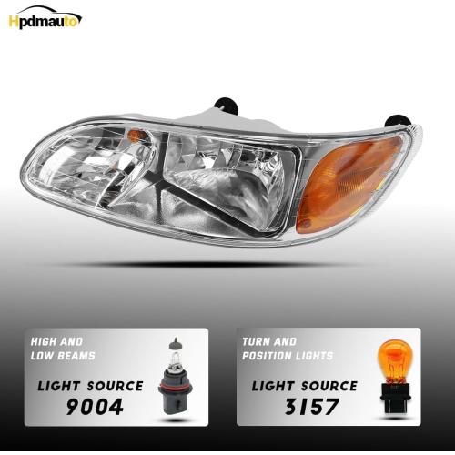 Headlights for Peterbilt 387 325 330 335 337 340 348 382 384 386 Truck High and Low Beam Bulb Left Driver Side Headlamp