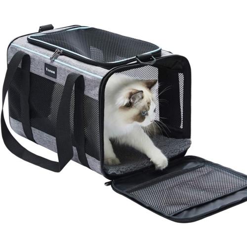 19x12x12 Inches GREY Vceoa Cat, Dog Carrier for Pets Up to 22 Lbs, Soft-Sided Cat Bag Animal Carriers Travel Puppy Carry As a Toy of Fabric Pet Home