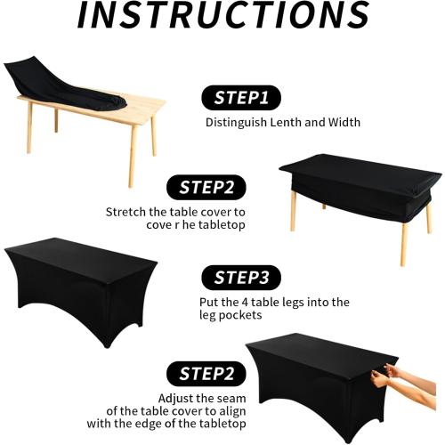 Fixwal 6FT Black Table Cloth Rectangle Tables, 10 Pack Spandex Table Cloths for 6 Foot Rectangle Tables, Fitted Rectangular Stretch, Washable Patio Table Cover (72Lx30Wx30H Inch)