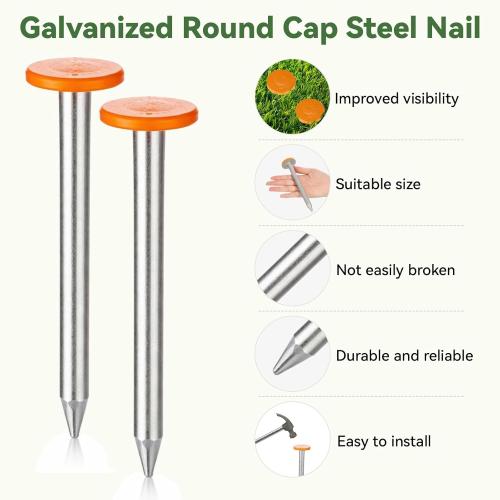 8 Pcs Property Markers, Heavy Duty Survey Stakes 6.6 Inch Low Profile Property Line Markers for Gardens, Courtyards, Lawns, Landscape Edges, Earthworks, Pavings