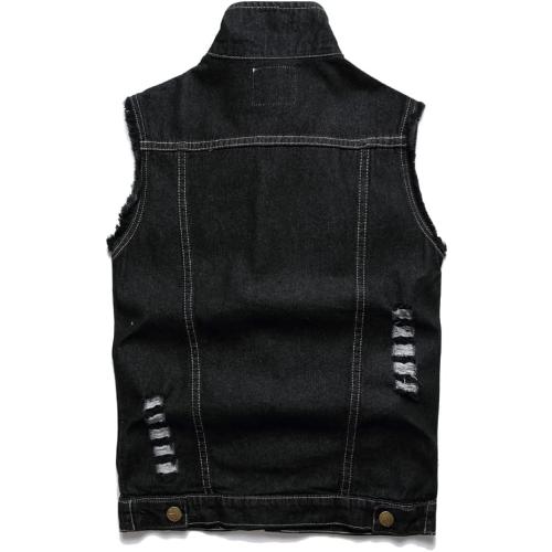 Men's 6XL Denim Vest,Sleeveless Jacket Slim Fit Vintage Casual Ripped Summer Jean Vest for Men