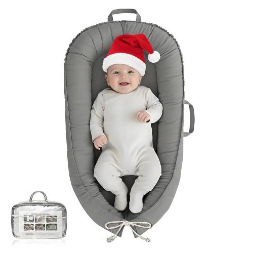 Baby Lounger - Infant Lounger for Newborn 0-24 Months, Pure Cotton Breathable Baby Nest Lounger Cover, Newborn Essentials for Baby Boys & Girls, Portable Baby Lounger for Home and Travel