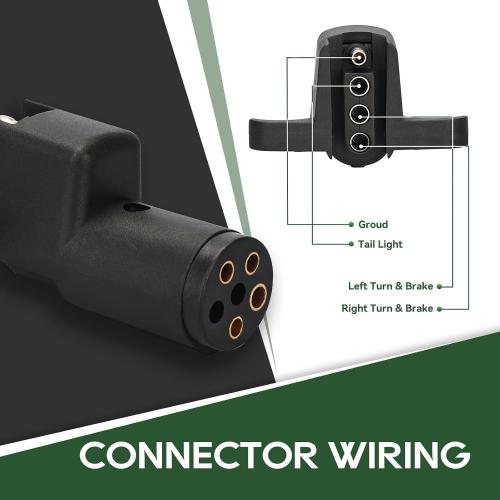 RVGUARD 12 Volt 6 Pin to 4 Pin Trailer Plug Adapter