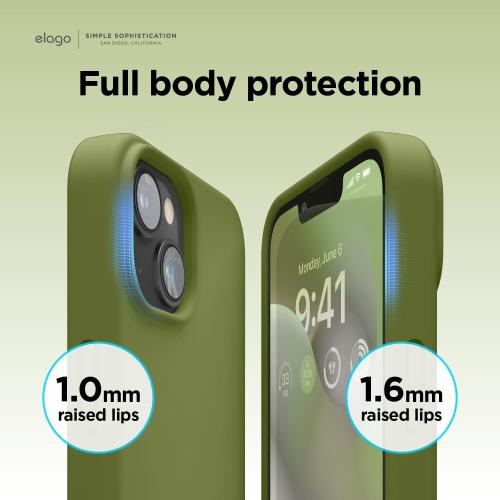 elago Compatible with iPhone 13- Case, Liquid Silicone Case, Full Body Protective Cover, Shockproof, Slim Design, Anti-Scratch Soft Microfiber Lining, 6.1 inch (Cedar Green)