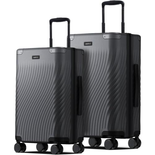 ECOHUB Hardside Expandable Carry On Luggage Sets, Recycled PC 20/24 Rolling Luggage Airline Approved with Spinner Wheels & TSA Lock, Lightweight Hardshell Travel Suitcase, 20 24 inch Carry-on Grey