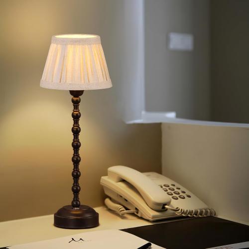 DAWALIGHT Cordless Table Lamp LED with Dimmer, Built-in Rechargeable Battery, 3-Level Brightness, Includes E12 Bulb, USB Bedside Night Lamp, Ambient Light for Restaurant