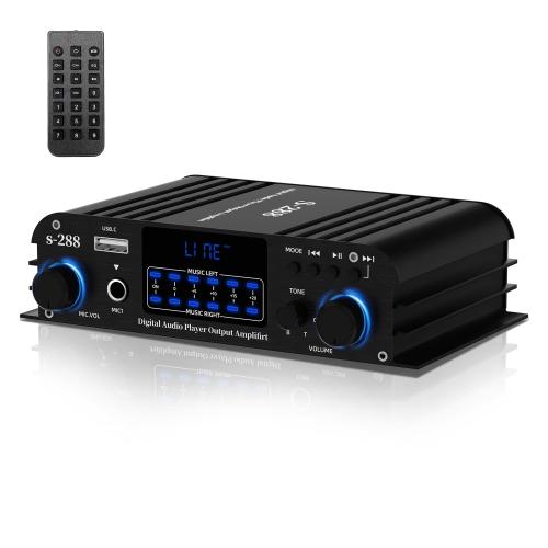 1200W Amplifier Home Audio 4 Channel, Bluetooth5.0 Small Amplifier, RMS 45Wx4, 300W*4 Peak Power Stereo Receiver with USB, SD, Class D Speaker Amp for Home Theater Karaoke RCA, Garage