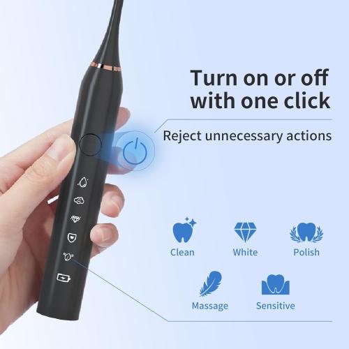 Electric Toothbrush for Adults and Kids, Travel Electric Toothbrush with 8 Brush Heads, Rechargeable Sonic Toothbrush with 5 Modes, 2 Minutes Built in Smart Timer, 42000 VPM Motor (Black)